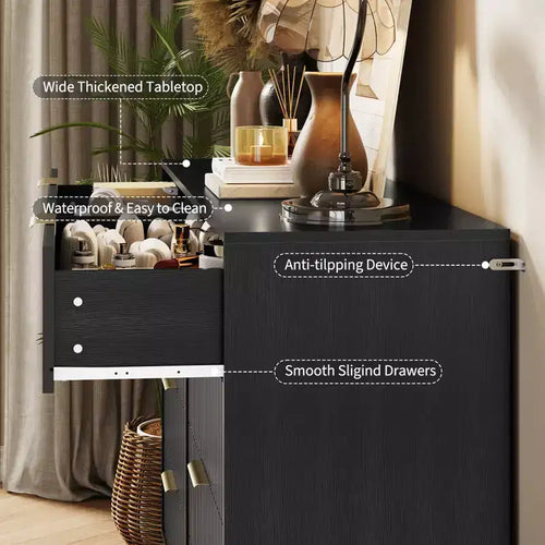 Acekool Fluted 8 Drawer Dresser for Bedroom, Wide Modern Wood Chest and TV Stand for Living Room Hallway