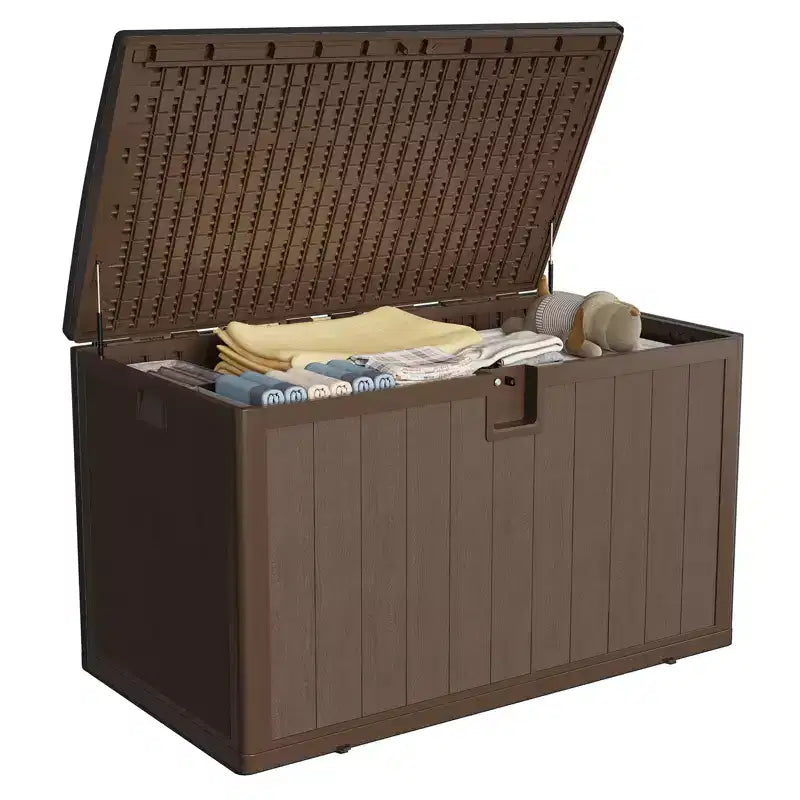 130 Gallon Heavy-Duty Outdoor Resin Deck Box  Waterproof, Weather-Resistant Storage for Patio Cushions, Garden Tools, Packages