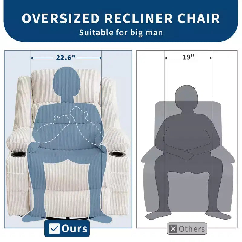 360 Swivel Rocking Recliner Chair with Cup Holder, Upholstered Manual Recliner for Living Room Nursery