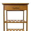 Royal Hampton Harry Kitchen Bar Cart, 1 Drawer, 3 Shelves, Brown Bamboo, Rolling Wheels