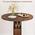Zevemomo 3-Piece 31.5 Round Bar Table and Chairs Set for 2, Small Pub Dining Set with 2 Stools, Space Saving, Walnut