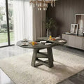 JVNOXK 43.3-59 Extendable Round Dining Table with Storage Shelf, Wood Color
