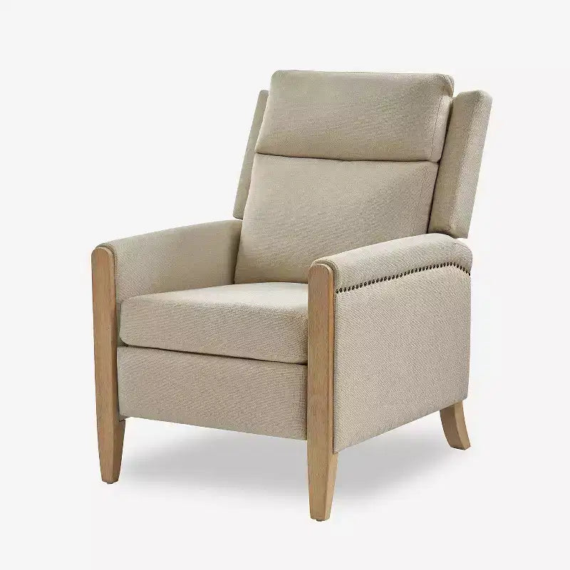 Rosa Upholstered Push Back Recliner-BEIGE