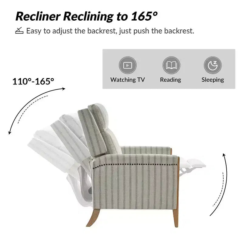 Rosa Upholstered Push Back Recliner-BEIGE