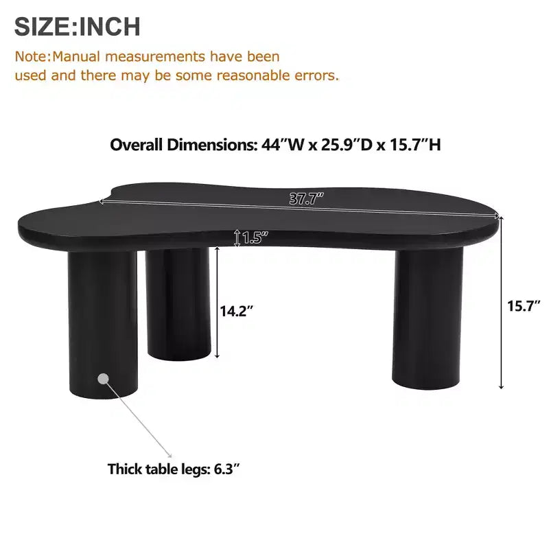 Cloud Coffee Table with Ball Legs, Modern Irregular Center Table for Living Room, Black