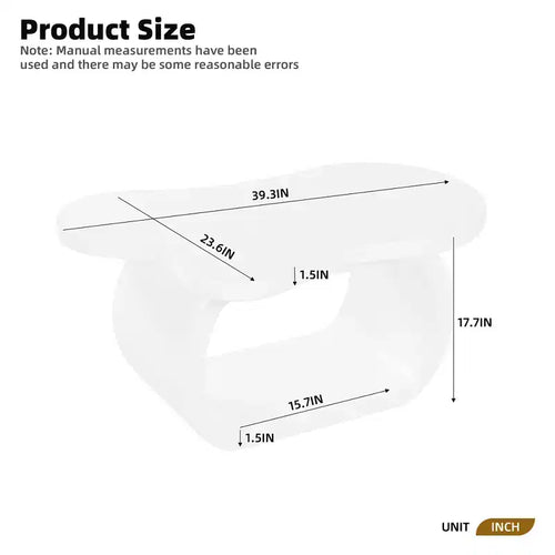 39.3 Cloud Coffee Table with Ball Legs, Modern Irregular Center Table for Living Room, White