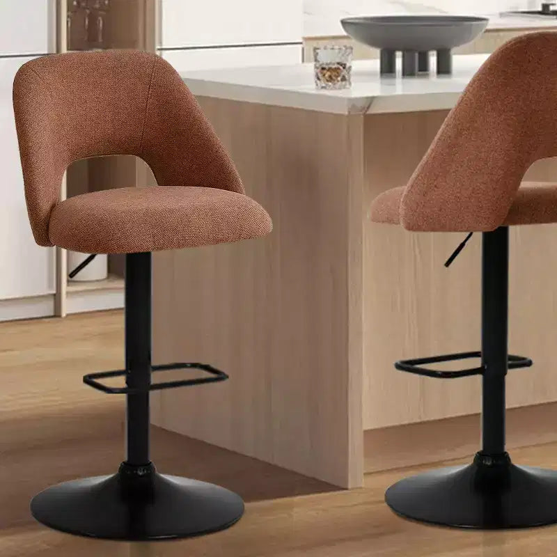 Modern Adjustable Swivel Bar Stools Set of 4 with Back, Upholstered Bar Height Chairs with Black Metal Base, 2432 Seat Height-Panipeachy
