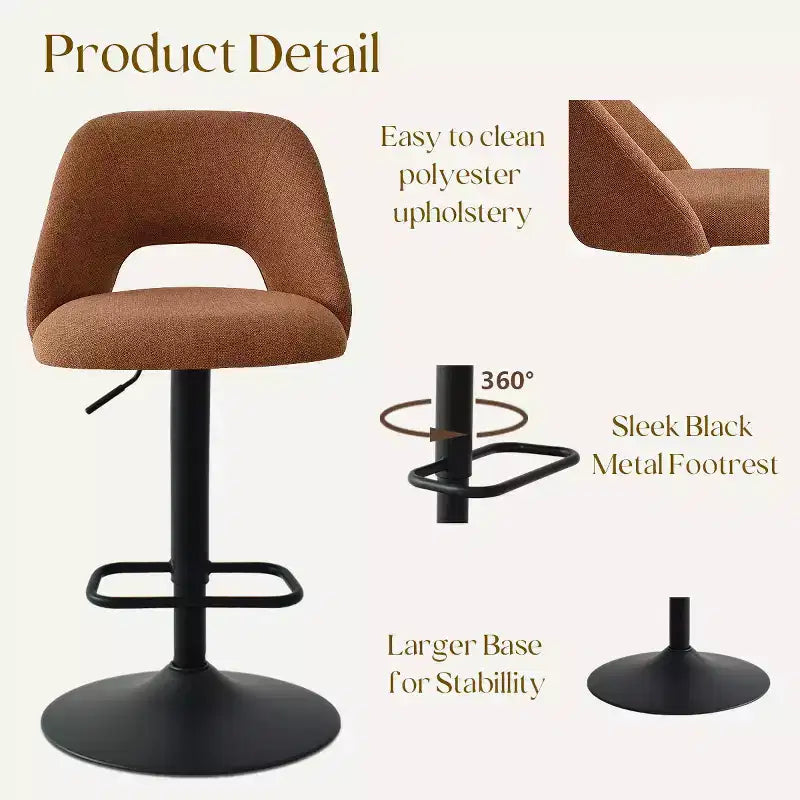 Modern Adjustable Swivel Bar Stools Set of 4 with Back, Upholstered Bar Height Chairs with Black Metal Base, 2432 Seat Height-Panipeachy