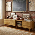 JVNOXK 70 Mid Century Modern TV Stand with Storage & Solid Wood Legs