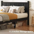 Full Flat Panel Platform Bed with Headboard and Footboard, Wood Grain Shaker Farmhouse Bed Frame, Black
