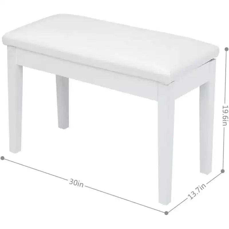 Leather-Top Piano Bench With Storage