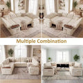 Dyonery 112 Modular Sofa Set, U-Shaped 8-Seater Sofa Bed / With Height-Adjustable Storage Chaise Armrests / USB/LED Light, Chenille Sofa Bed.