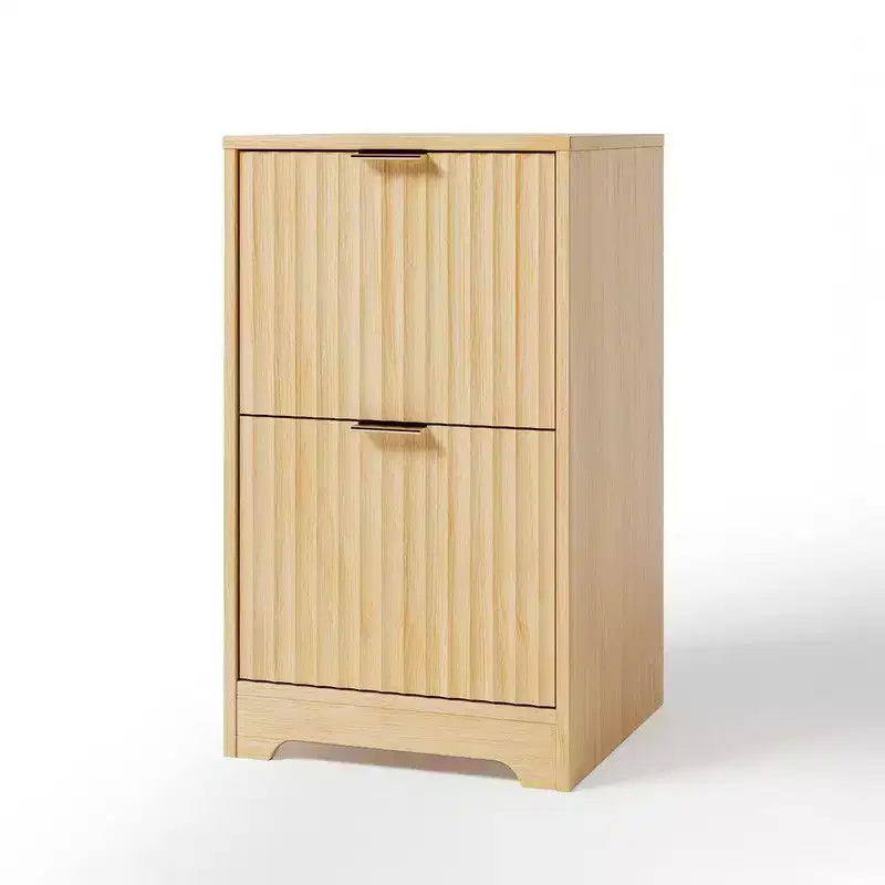 Karl Home2 Drawer Wooden File Cabinet Wood Grain Finish Fluted Design