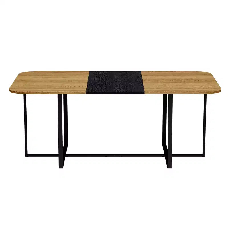 GDFStudio Vicente Modern 9 Piece Metal Faux Leather Upholstered Dining Set with Wooden Table