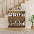 Shoe Cabinet Storage for Entryway with 2 Flip Drawers,Freestanding Cabinet with Adjustable Shelves,Wooden Hidden Shoe Rack for Hallway