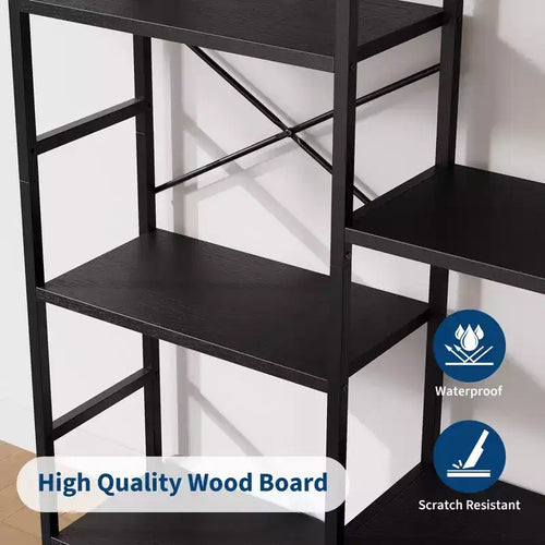 4 Tier Arched Bookshelf, Large Open Display Bookcase, Metal Frame & Wood Shelves, Storage Rack for Living Room, Bedroom, Home Office