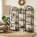 4 Tier Arched Bookshelf, Large Open Display Bookcase, Metal Frame & Wood Shelves, Storage Rack for Living Room, Bedroom, Home Office
