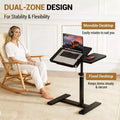 Adjustable Height Rolling Laptop Desk with Tilting Tabletop, Mobile Overbed Workstation for Home Office and Couch