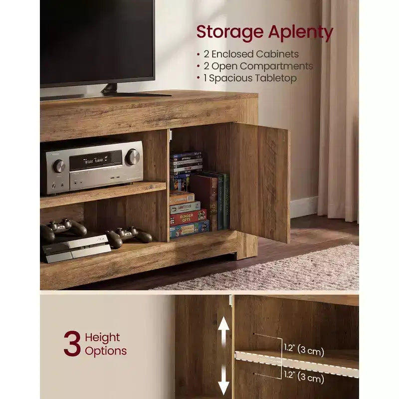 VASAGLE TV Stand, Farmhouse Entertainment Center with Storage Cabinets, Media Console Table, for 80 Inch TV, 70 x 15.7 x 23.6 Inches, Honey Brown