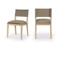 Meridian Furniture Avon Brown Linen Textured Fabric Dining Side Chair, Set of 2