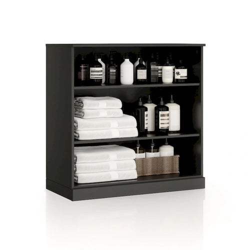 Meuble de salle de bain 100 % bois massif de 81 cm avec étagères réglables