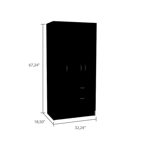 18.5 Armoire moderne à deux portes avec tringle métallique, un tiroir et cinq étagères