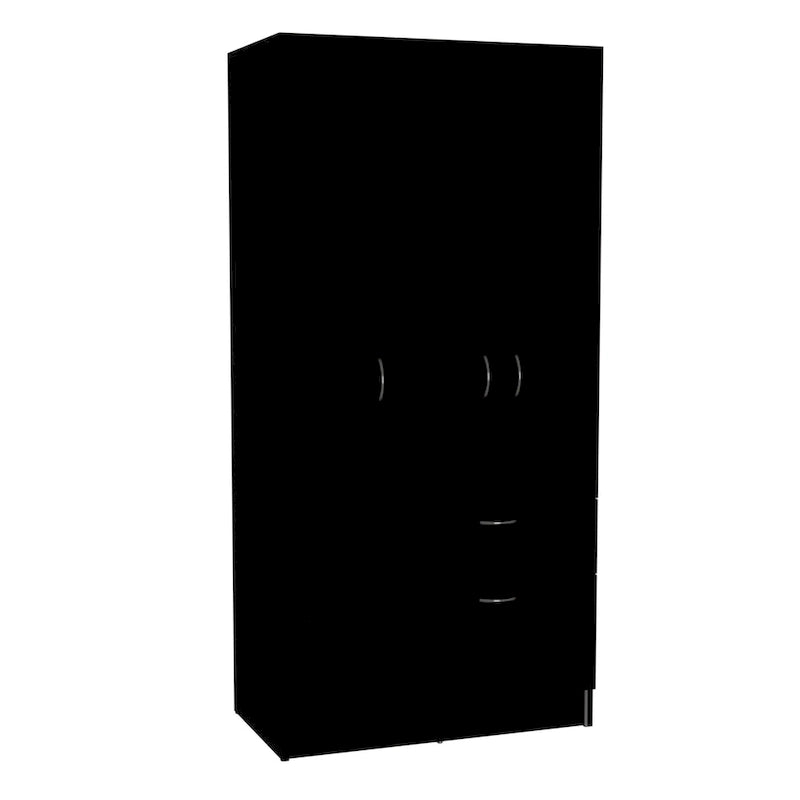 18.5 Armoire moderne à deux portes avec tringle métallique, un tiroir et cinq étagères