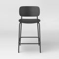 Set of 2 24" Molded Plastic with Metal Base Counter Height Barstool with Footrest Black - Room Essentials™