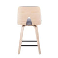 Set of 2 Stella Counter Height Barstools: Swivel Seat, Upholstered, Wood Legs - LumiSource