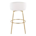 Set of 2 Claire Barstools Gold/Cream - LumiSource: Chic Velvet Upholstery, Fixed Height, Swivel Function