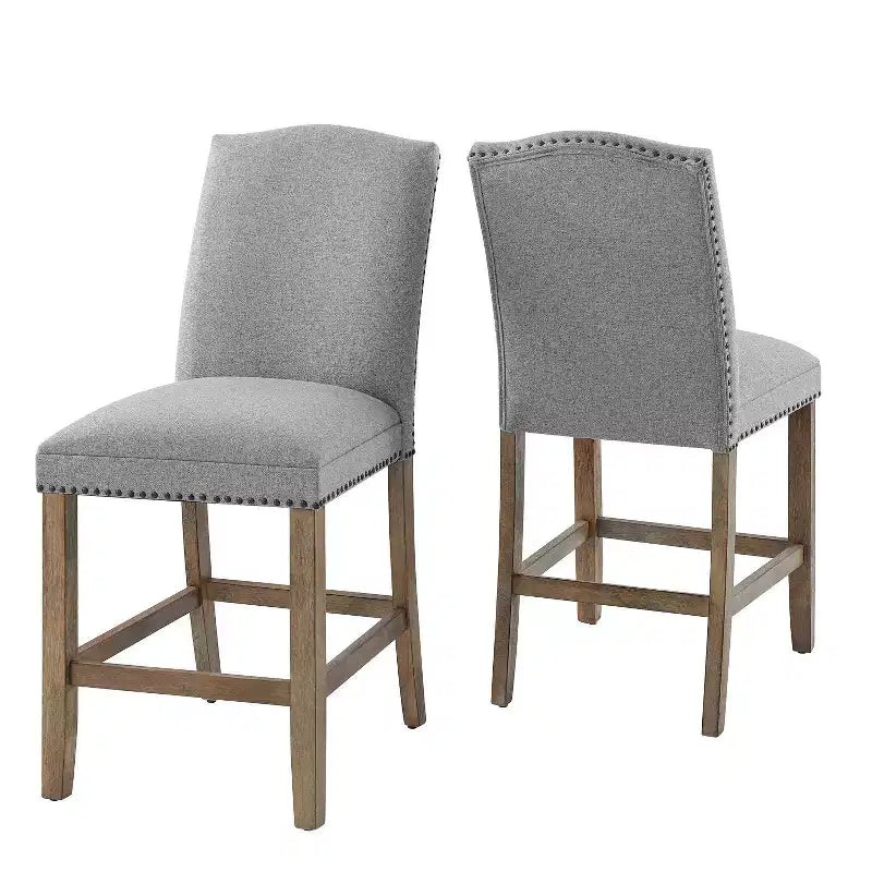 Set of 2 Grayson Counter Height Barstools Gray/Driftwood - Steve Silver Co.