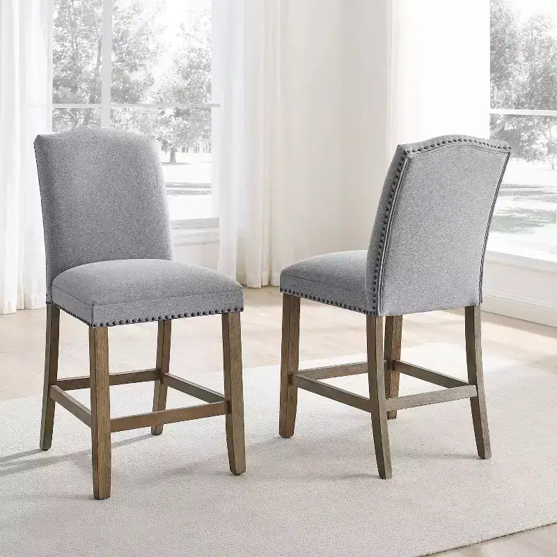 Set of 2 Grayson Counter Height Barstools Gray/Driftwood - Steve Silver Co.