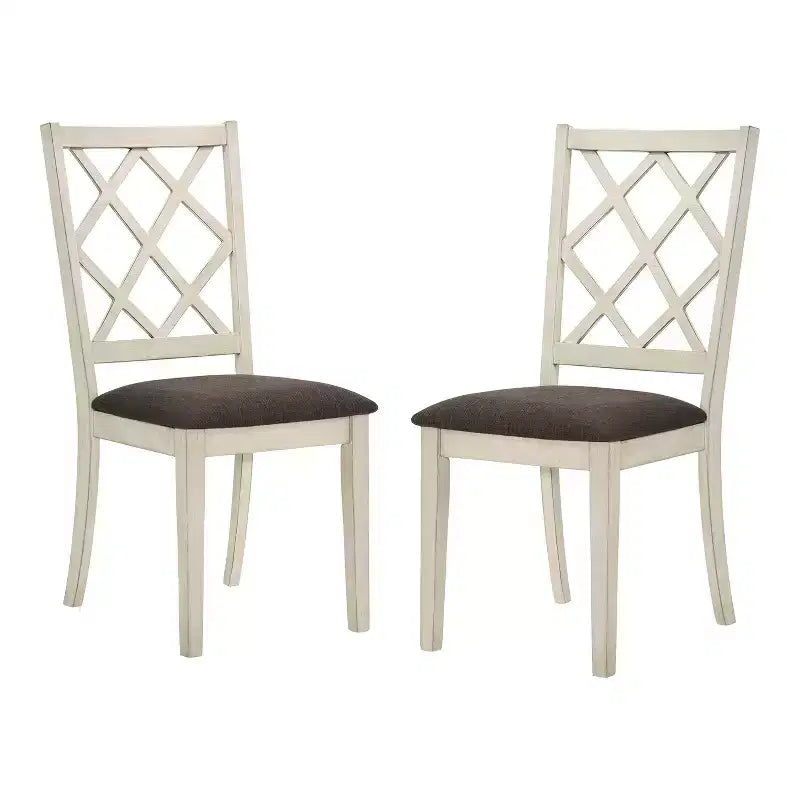 24/7 Shop At Home Moonglint Farmhouse Chairs: Padded, Antique White/Dark Walnut - Set of 2