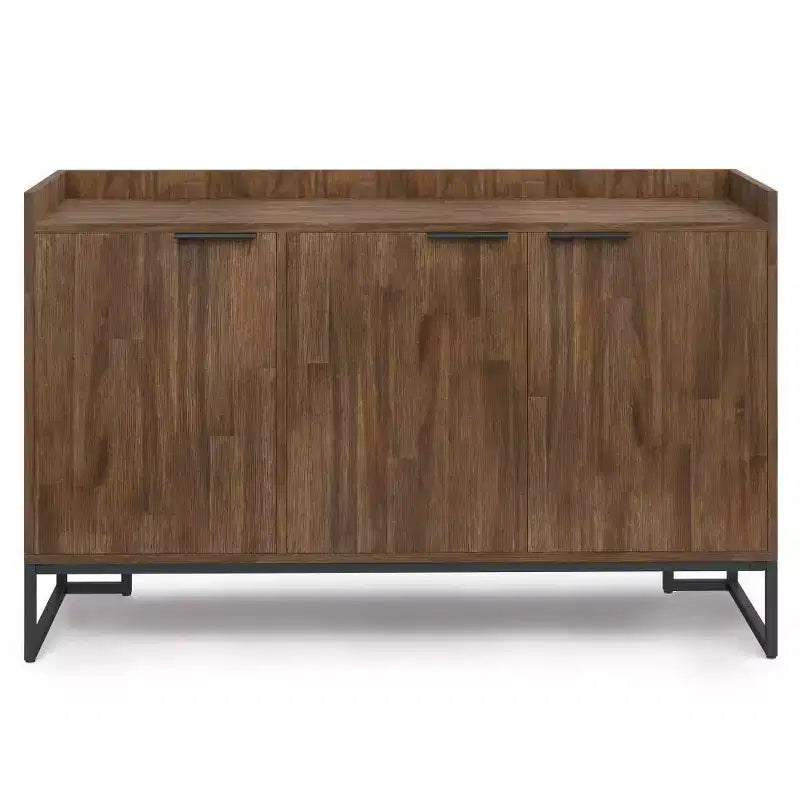 WyndenHall Bolton Sideboard Buffet Rustic Natural Aged Brown: Acacia Wood, 3-Door Storage Cabinet, Industrial Design