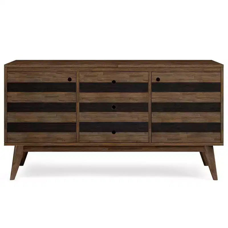 Wright Sideboard Buffet Rustic Aged Brown - Wyndenhall: Mid-Century Modern, Adjustable Shelves, Acacia Wood