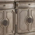 Northville 68" Marble Top Server with Storage, Antique Silver - Acme Furniture: No Assembly, Scrolled Motifs