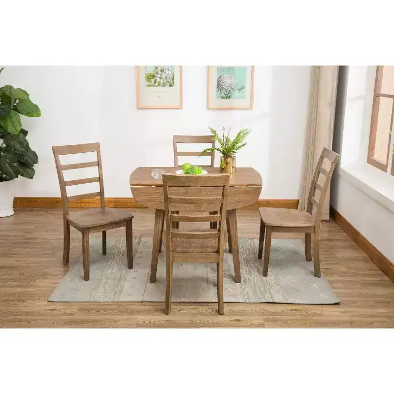 5pc Boulder Dining Set Barnwood Wire Brush - Boraam: Rubberwood Construction, Farmhouse Style, Seats 4
