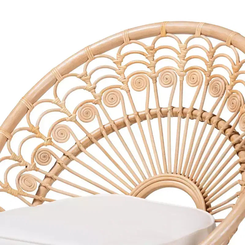 bali & pari Abriella Rattan Peacock Accent Chair Natural Brown: Handcrafted, Bohemian Design, No Assembly Required