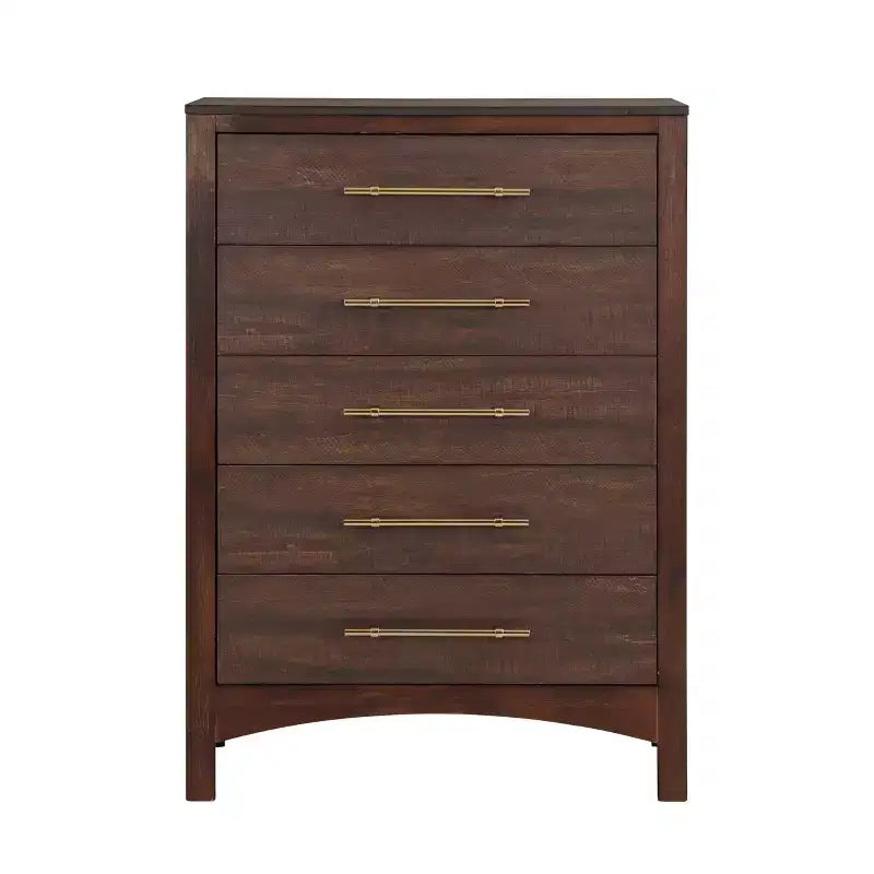 Melonnes 5 Drawer Chest Walnut - HOMES: Inside + Out: Contemporary Bedroom Storage, 48" Height