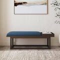 Lemire Modern Upholstered Storage Bench with Tray: Navy Blue, Wood Frame, Foam Fill, 300 lb Capacity, 52" Width