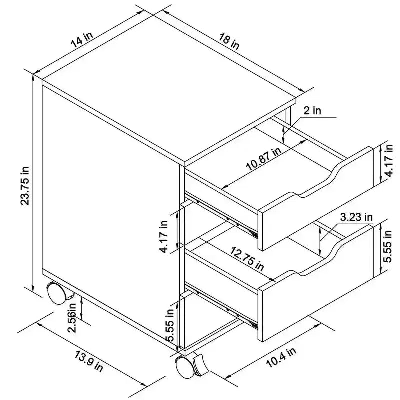 Loring Rolling Cabinet White - Threshold™: Mobile Office Furniture Set with Drawers