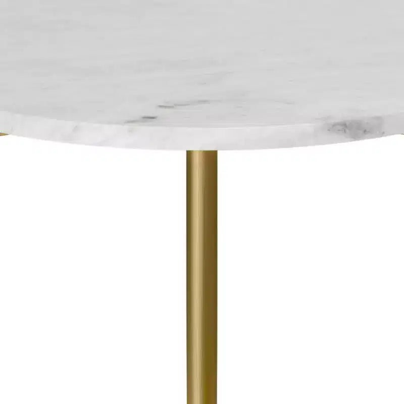 Fleetwood Round Marble and Wood Side Table White/Natural - WyndenHall