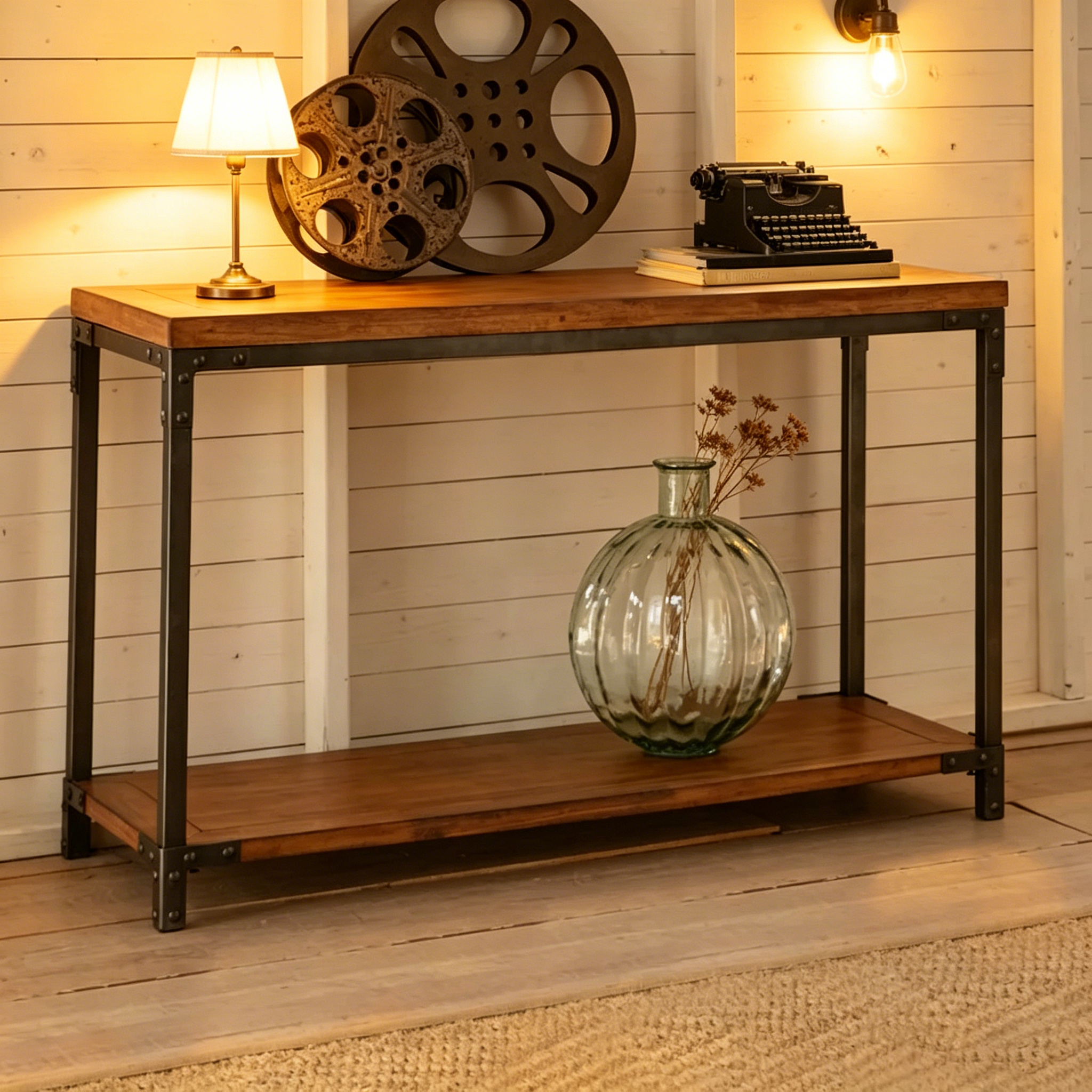 Console en bois et métal de style industriel