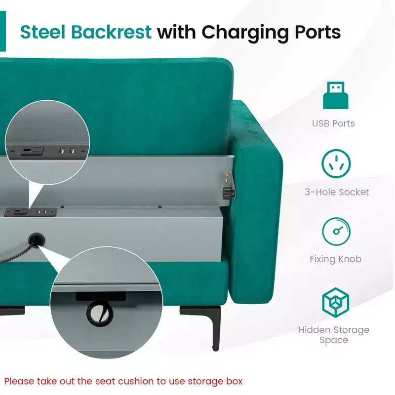 Costway Modular L-shaped Sectional Sofa w/ Reversible Chaise & 4 USB Ports Teal
