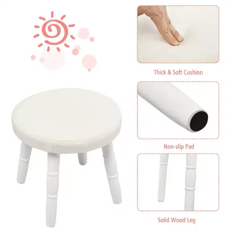 Costway Kids Vanity Makeup Table & Chair Set Make Up Stool Play Set for Children