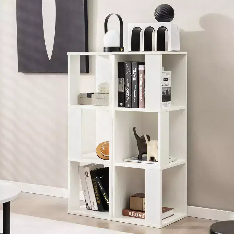 Costway 2 PCS 3-tier Wood Bookshelf Display Storage Rack for Small Spaces White/Rustic Brown