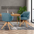Costway Set of 2 Swivel Accent Chair Modern Leathaire Armchairs w/ Beech Wood Legs Grey\Blue\Brown