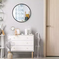 Costway 16''Round Wall Mounted Bathroom Mirror Aluminum Alloy Frame Decor Mirror Gold\Black