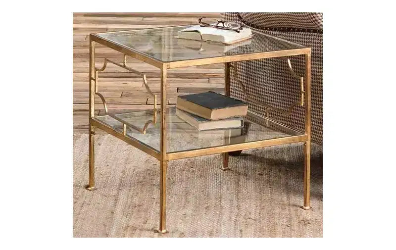 Uttermost Genell Gold Leafed Iron Cube Accent Table
