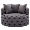 42.5 Wide Fully Assembled Round Upholstered Tufted Swivel Barrel Chair and a Half - Kinwell